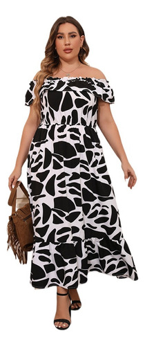 Women's Off Shoulder Printed Waist Dress