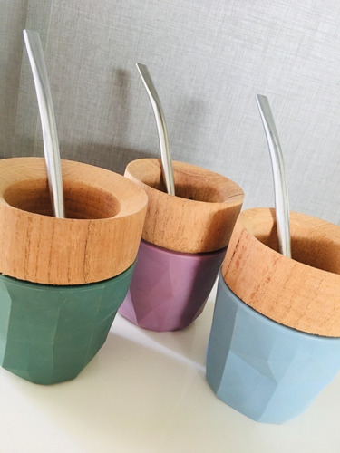 Mate De Algarrobo!c/funda De Silicona! Y Bombilla De Acero!! Verde Musgo