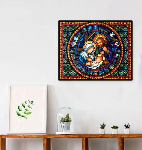 Imagen 2 de 4 de 5d Diamond Painting Jesús Maria Y José Diamantes Cuadrados