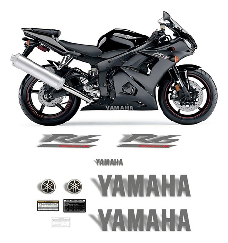 Kit de pegatinas compatible con Yamaha R6 2005, color negro R605pt, pegatina gráfica con emblema gráfico R6 2005, negro