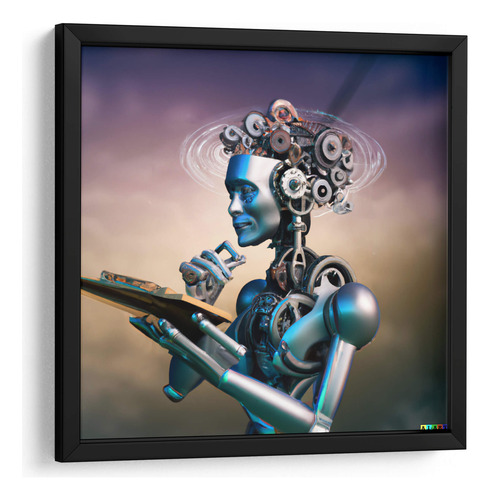 Cuadro Enmarcado Negro Machine Learning 50x50, Ai-art
