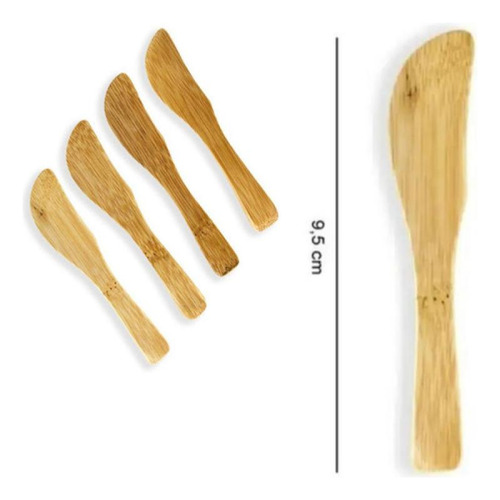 Kit 4 Espátulas De Bambu Para Patê, Manteiga E Geleia