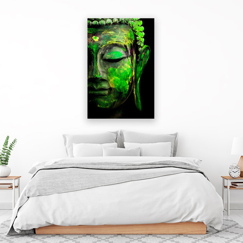 Imagen 9 de 9 de Cuadro Decorativo Canvas Espiritualidad Buda Colorido Verde