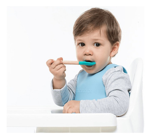 Cuchara Minikoioi Scoops De Silicona Para Bebes +6 Meses Color Verde/bordo