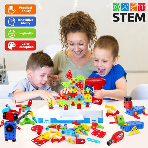 Juego De Taladros Stem Toys De 232 Piezas, Bloques De Constr