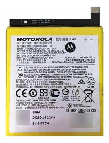 Bataria Original Motorola One / G7 Play / Z3 Je40 3000 Mah (Reacondicionado)