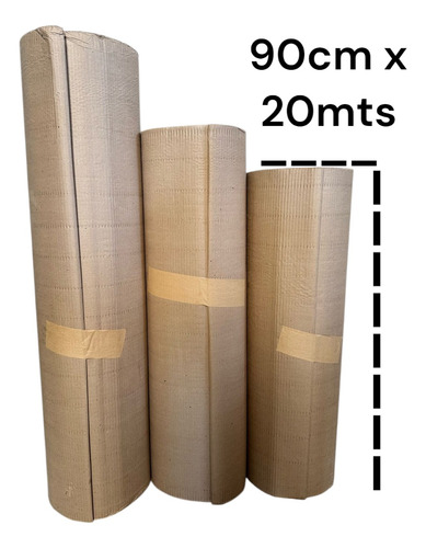 Rollo De Cartón Corrugado 90 Cm X 20mts Marrón