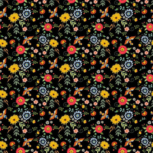 Telas Satin Brillante Estampado Estilo Bordado Mexicano 1m Color Flores Estilo Bordado