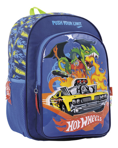 Hot wheels mochila 16 espalda Dragon Azul Wabro