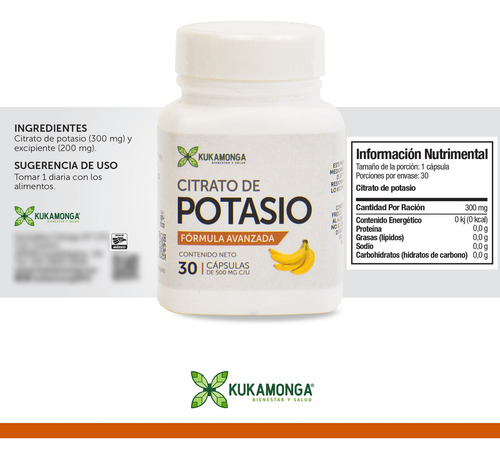 Citrato De Potasio - 60 Cápsulas Sabor Sin sabor