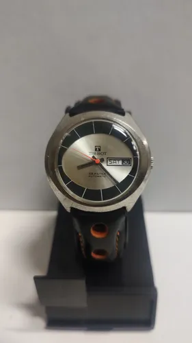 comprar Tissot Seastar Automatico Vintage Todo Original No Mido Oris Negro Con Naranja Cromado Plata
