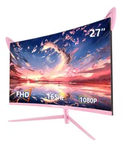 Comprar Monitor Gamer Curvo Fyhxele 27 Fhd 165hz 1ms Rosa Con Orejas