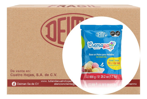 Base En Polvo Deiman Para Helados Cremaya Caja 8 Kg