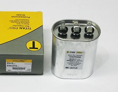 Titanpro Tocfd255 Hvac Oval Motor Run Dual Capacitor. 25 Vve