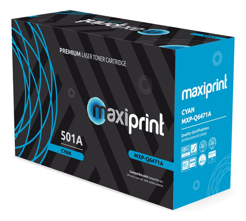 Toner Maxiprint Compatible Hp Cyan Q6471a 501a