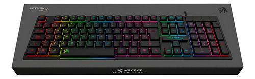 Teclado Gamer Retroiluminado Rgb Cable Usb Netmak Nm-x408 Negro Inglés Us