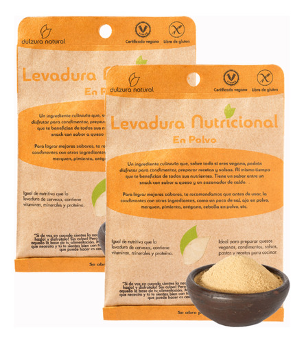 Pack 2 Levadura Nutricional En Polvo 100 Gramos Origen