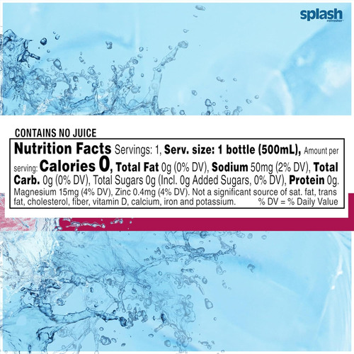 Splash Refresher, Bebida De Agua Con Sabor A Bayas Silvestre