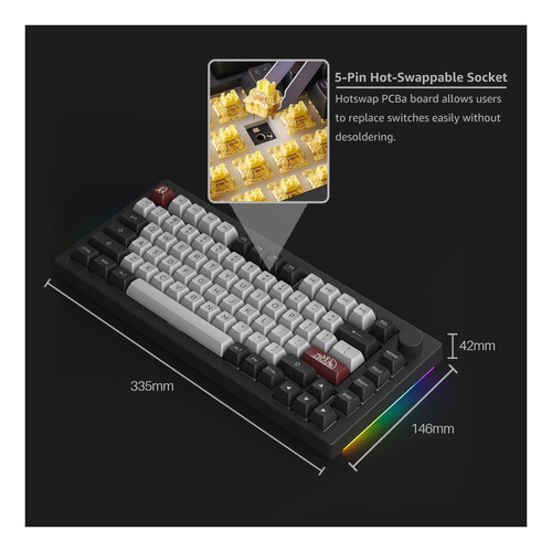 Akko 5075b Plus Teclado Mecánico 75% Por Ciento De Teclado Y