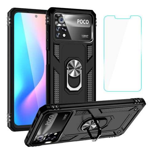 Funda Para Xiaomi Poco X4 Pro 5g Kickstand+ Cristal Templado