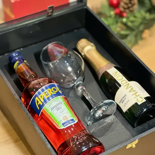 Kit Presente Aperol Spritz Espumante Chandon Brut Taça Vidro