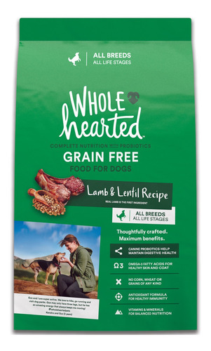 Alimento Natural Wholehearted Perro Cordero Y Lenteja 11kg
