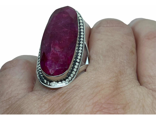 Imagen 2 de 8 de Anillo De Plata 925 Con Raíz De Rubi