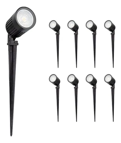 Kit 9 Espetos Para Jardim Interlight Led 6w 2700k Preto Cor Da Luz