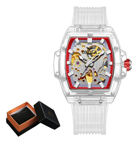 Relojes Mecánicos Impermeables Casuales Para Hombre Onola Color De La Correa White/red