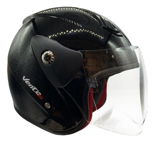 Casco Negro Con Visor Abierto Halcon Retro - Gkmotos.uy