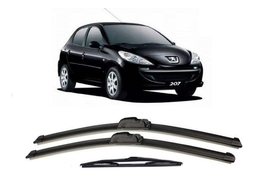 Kit 3 Palhetas Limpador Parabrisa Diant+tras Peugeot 207