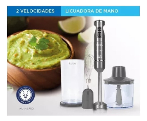 Mini Pimer Mixer Licuadora De Mano 3 En 1 Varilla Acero Inox Color Gris