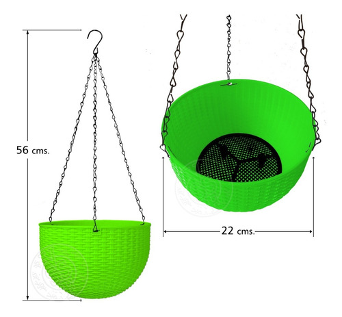 Maceta De Colgar Plástica 22cms.x 13cms.
