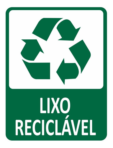 Placa Aviso Sinalização Lixo Reciclável 23x18 