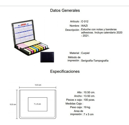 Imagen 5 de 9 de Estuche Con Notas Adhesivas Y Calendario 2021