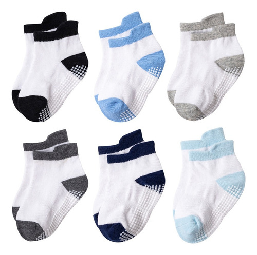 Calceta Para Bebes Y Niños Algodón Antiderrapantes 6 Pares