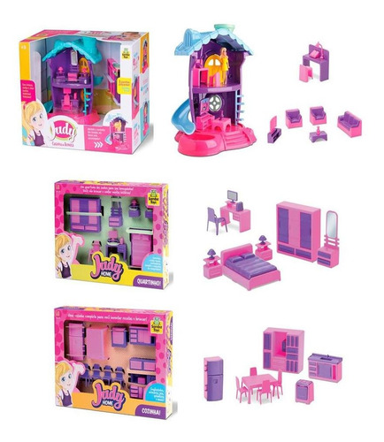 Kit Home Judy - Coleção Sala, Quarto E Cozinha - Samba Toys 