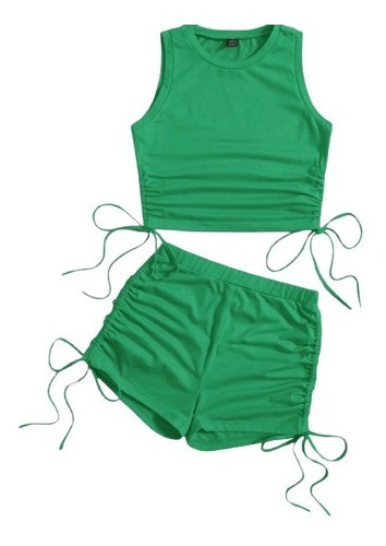 Conjunto Dama Crop Top Y Short Verde