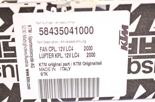 Electro Ventilador Ktm Exc 450 10 13 Original Team Motorace