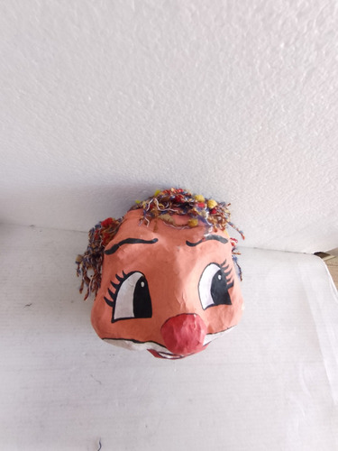 Cabeza De Títere Papel Maché Cara De Payaso Pintada A Mano (Usado)