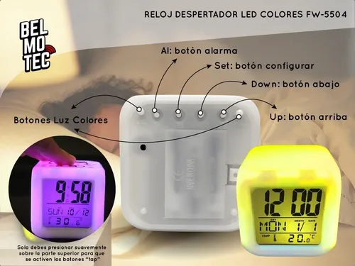 1pc Reloj Despertador Digital Led Nocturno Colorido, Reloj