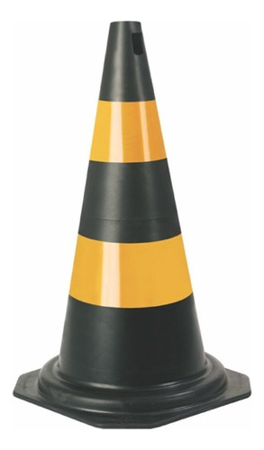 Cone Flexivel Plastcor Plastico Preto Refletivo 50cm  700006