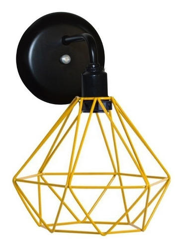 Arandela Com Aramado Modelo Diamante - Cobre - Preto - Verm Cor Diamante Amarelo 110V/220V (Bivolt)