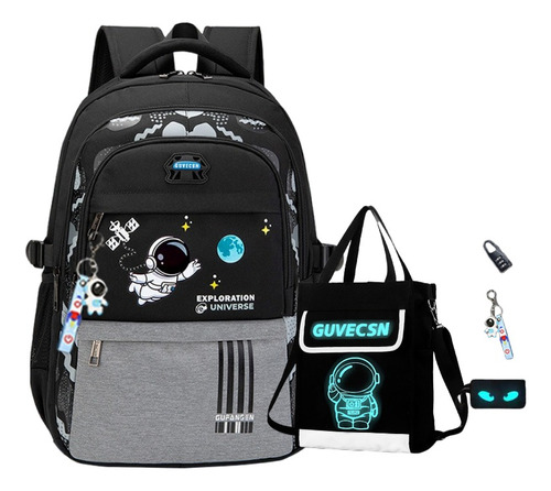 Set 5 Mochila Astronauta Para Niños Y Adolescentes, Bolsa Escolar De Gran Capacidad Para Niños, Primaria Y Mediaresistente Al Agualapicera Tote Lon