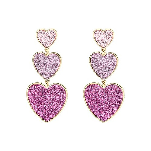 Aretes Corazón Rosa Taylor Para Mujer, Brillantes Y Grandes