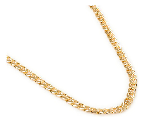 Cadena Collar Cubana 7mm Ajustable 40-45 Cm Chapa De Oro 18k Color Dorado