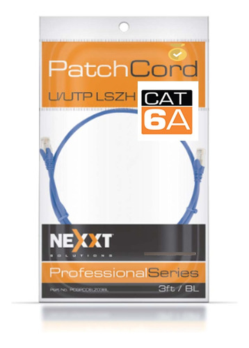 Cable De Red Utp Nexxt Patch Cord Lszh Azul Cat6a 3pies