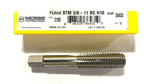 Morse 5/8-11 Tap Thread Forming Bottoming Tap Hss H10 Us Zts