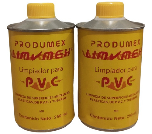 Limpiador De Pvc Y Tuberias Metal Limmex 250ml (2 Piezas)