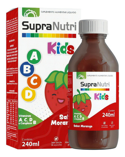 Vitamina Para Crianças, Sabor Morango, Supranutri Kids 240ml